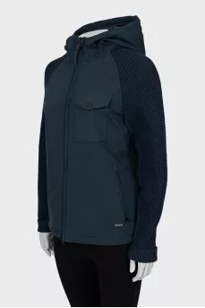 Blue jacket with knitted top