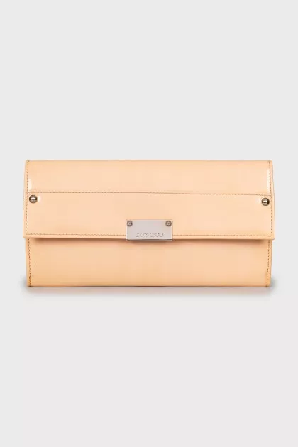 Beige leather clutch