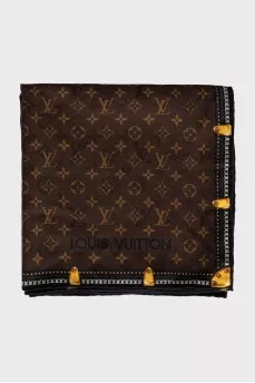 Brown scarf with signature print