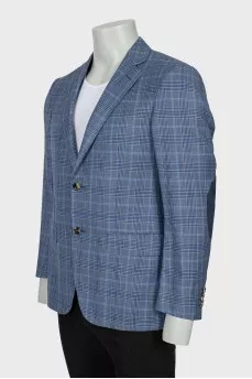 Men's blue checkered wool jacket