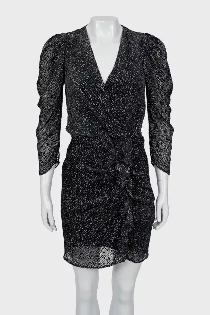 Sheer dress with draping