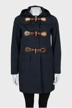 Single-breasted straight-cut half-coat