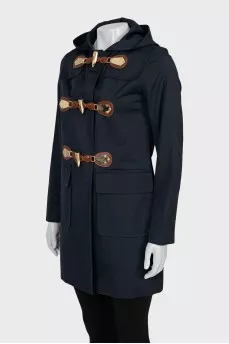 Single-breasted straight-cut half-coat