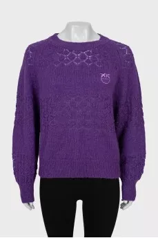 Knitted sweater with branded embroidery with tag