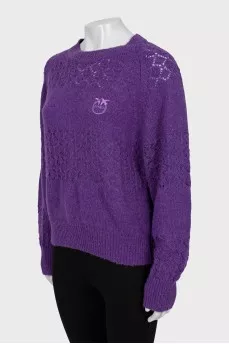 Knitted sweater with branded embroidery with tag