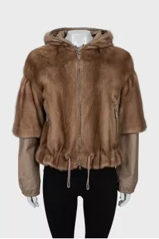 Short mink fur coat