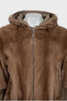 Short mink fur coat