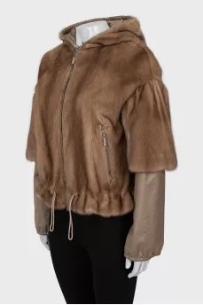Short mink fur coat