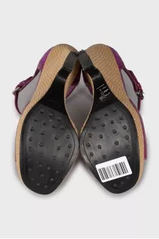 Purple Wedge Sandals