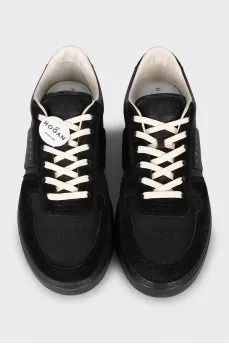 Men's suede and leather sneakers with tag