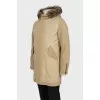 Men's leather and textile parka