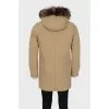 Men's leather and textile parka