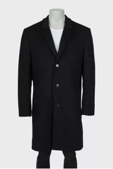 Men's black coat, straight cut