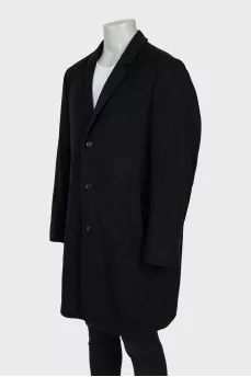 Men's black coat, straight cut