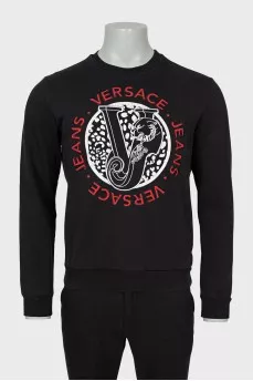 Men's black sweatshirt with branded embroidery