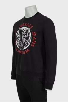 Men's black sweatshirt with branded embroidery