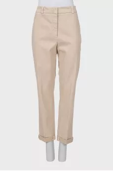Beige mid-rise trousers