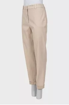 Beige mid-rise trousers