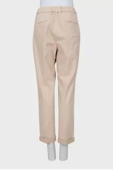 Beige mid-rise trousers