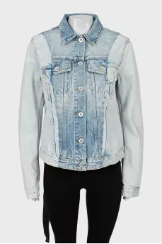 Denim Jacket with Buttons and Tag
