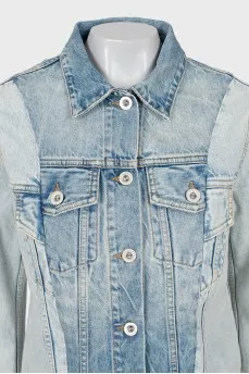 Denim Jacket with Buttons and Tag