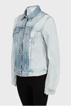 Denim Jacket with Buttons and Tag