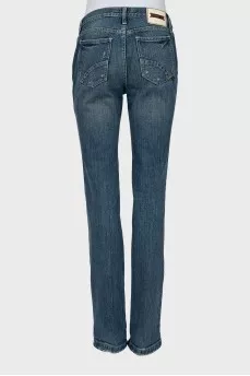 Low rise distressed jeans
