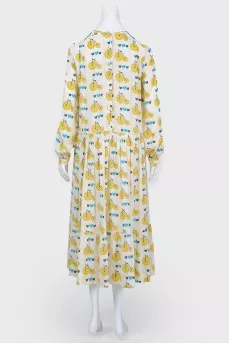 Dress with bikes and cats print
