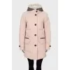 Pink down jacket with tag