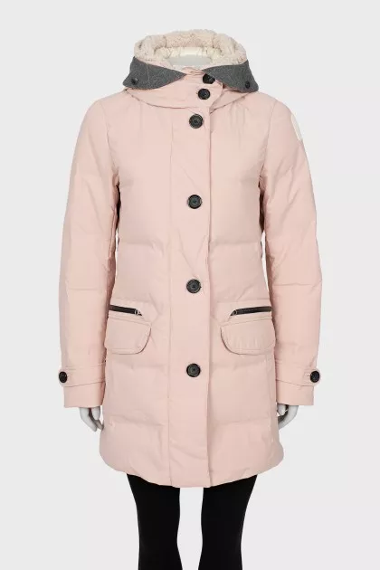 Pink down jacket with tag