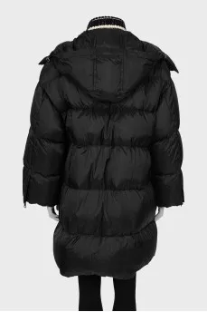 Down jacket with knitted collar