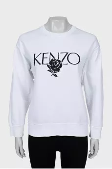 White sweatshirt with logo embroidery