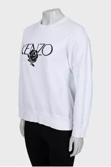 White sweatshirt with logo embroidery