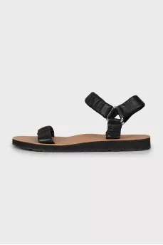 Black leather sandals