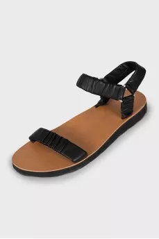 Black leather sandals