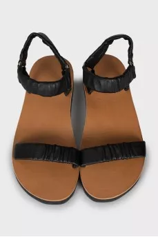 Black leather sandals