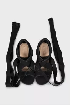 Textile shoes with transparent wedge heels