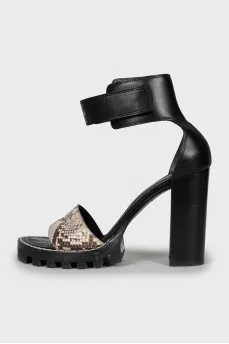 Sandals with snakeskin inserts