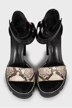 Sandals with snakeskin inserts