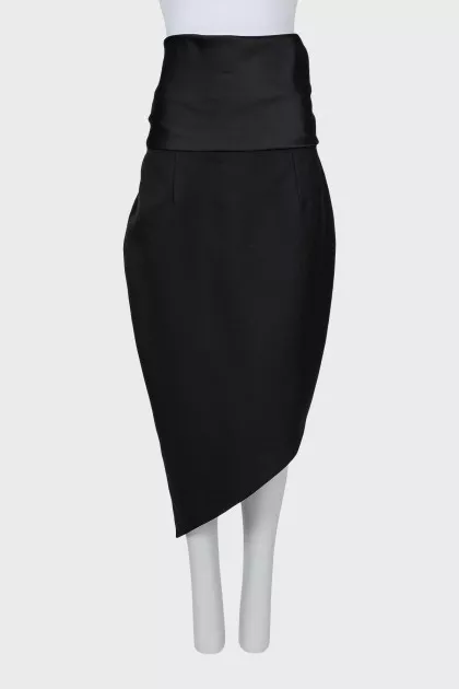 Asymmetrical wool skirt