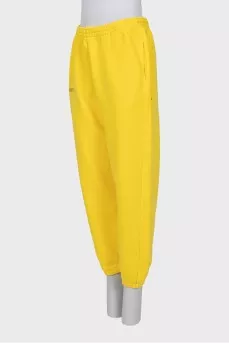 Yellow tapered sports pants