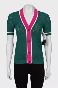 Short sleeve cardigan with tag