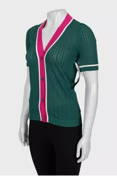 Short sleeve cardigan with tag