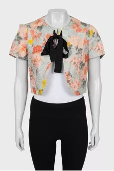 Cropped jacket made of silk and wool