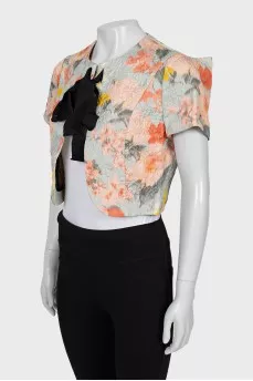 Cropped jacket made of silk and wool