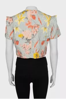Cropped jacket made of silk and wool