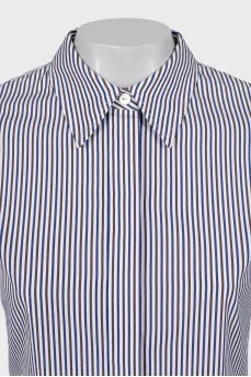 Blue and brown striped dress