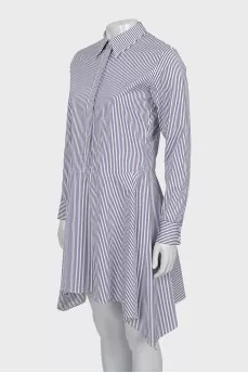 Blue and brown striped dress