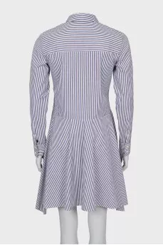 Blue and brown striped dress