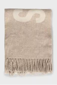 Wool scarf with signature print